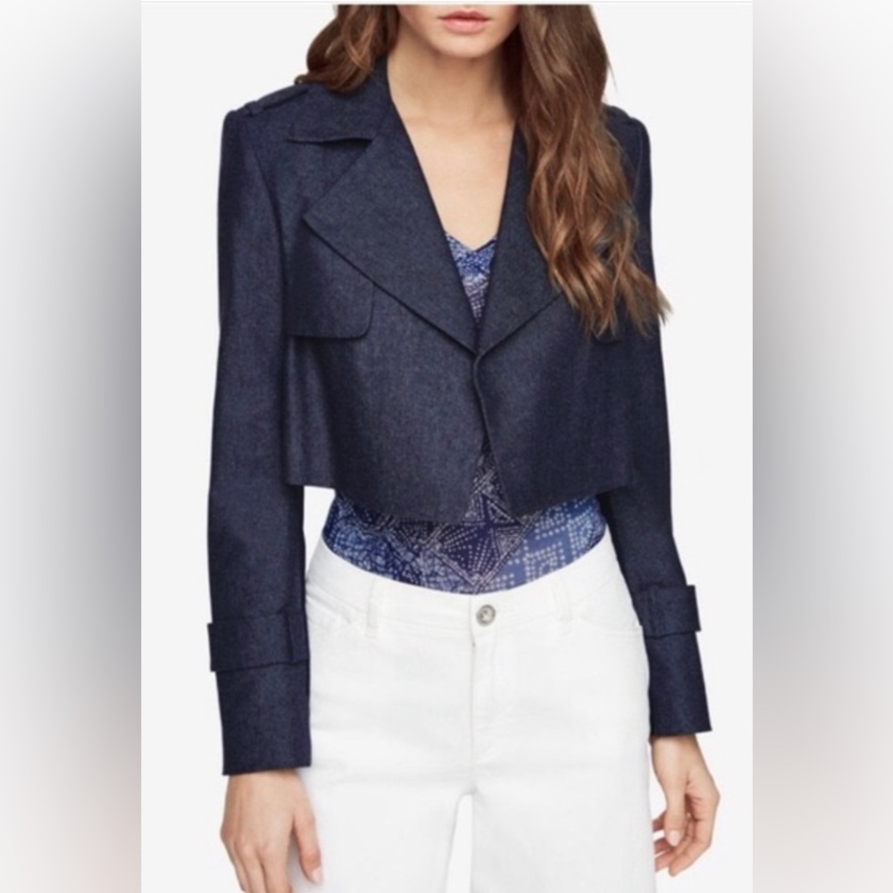 BCBGMaxAzria Gerald Cropped Denim Jacket Blazer Sz XS